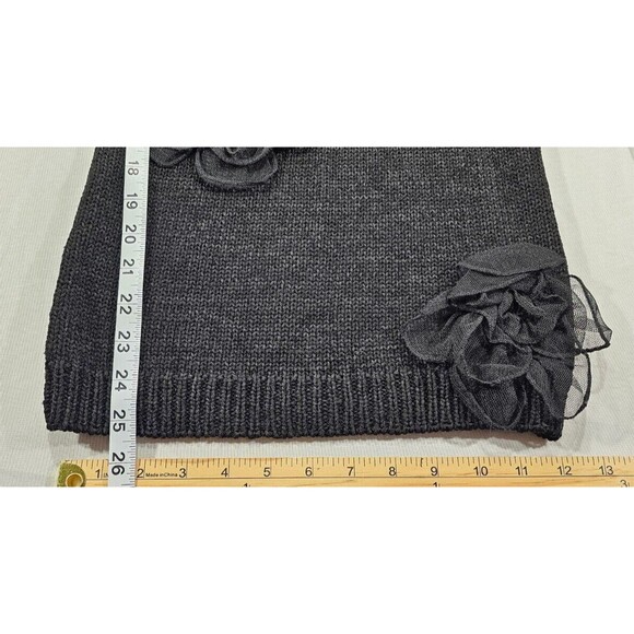 Vtg Ebene Womens Sweater Sheer Mesh 3D Flowers Fairy Goth Patrick Assuline Black - Picture 10 of 13